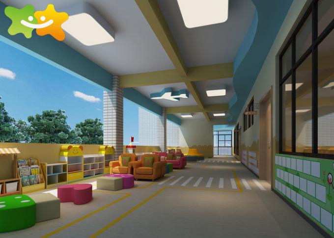 Disposición de la sala de clase de la guardería, arreglo del sitio de